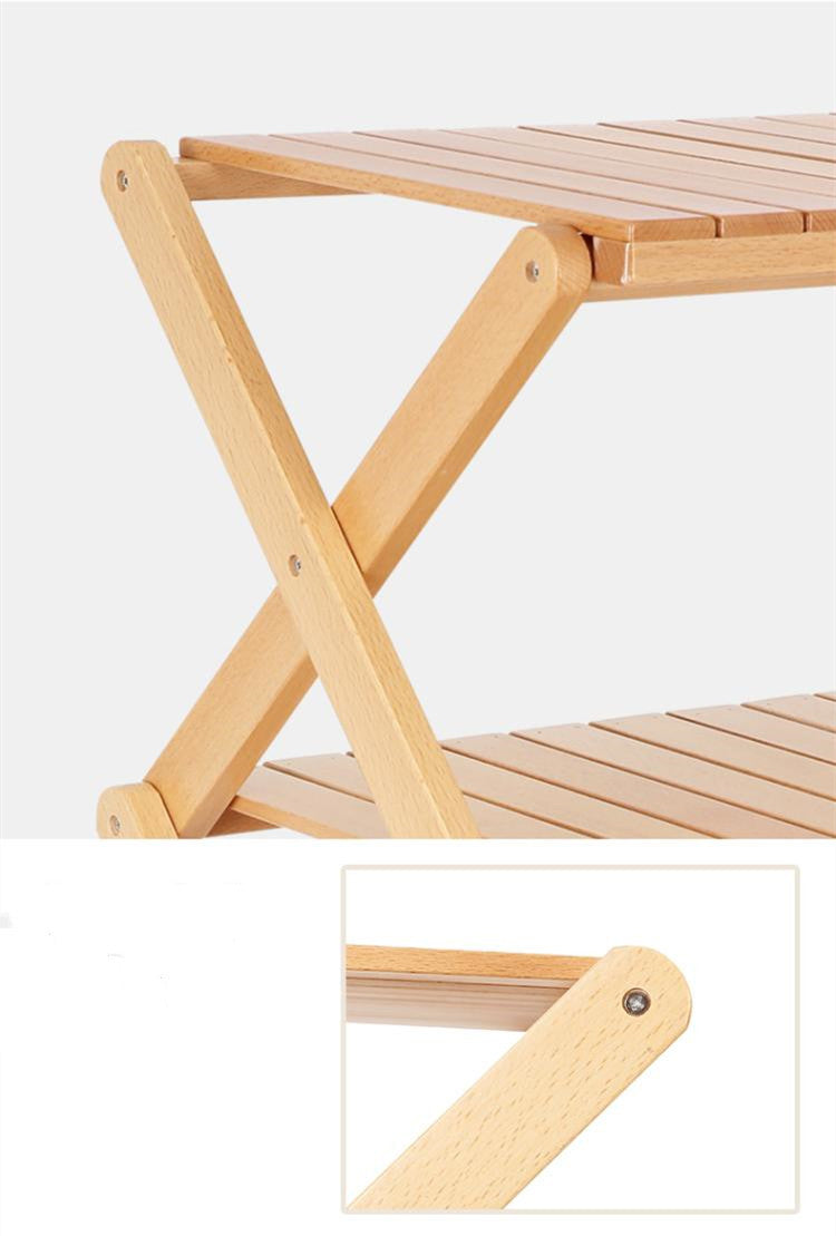 Mesa/Estantería Plegable Convertible de Madera para Camping