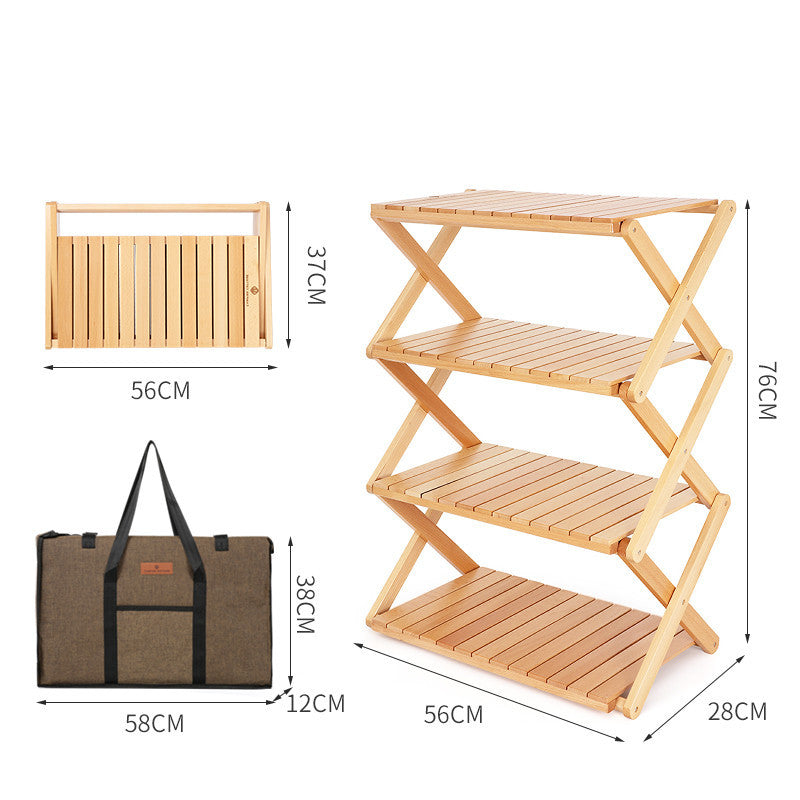 Mesa/Estantería Plegable Convertible de Madera para Camping